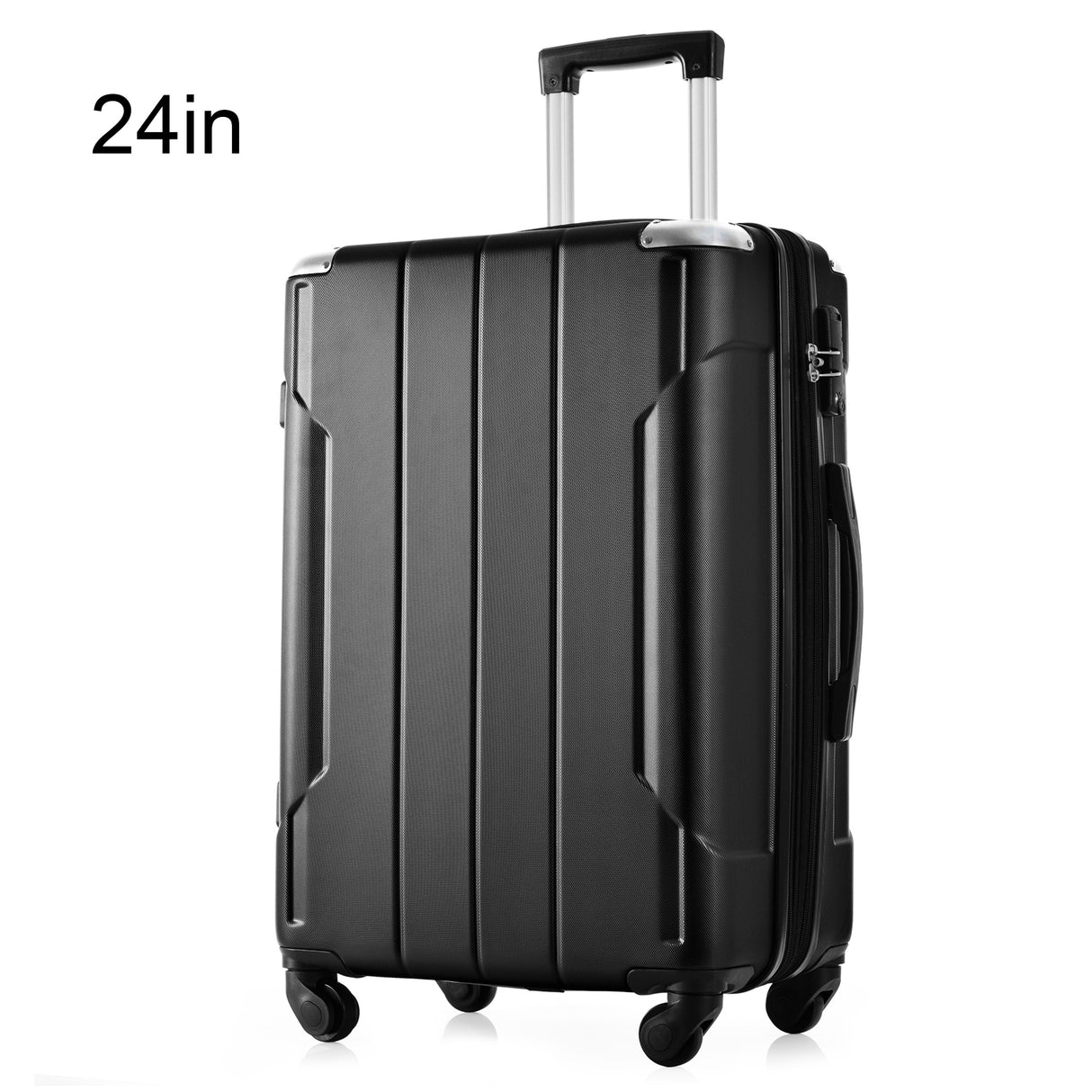 Hardshell Luggage Spinner Suitcase with TSA Lock Lightweight Expandable 24'' (Single Luggage) Black + ABS + 24 Inch