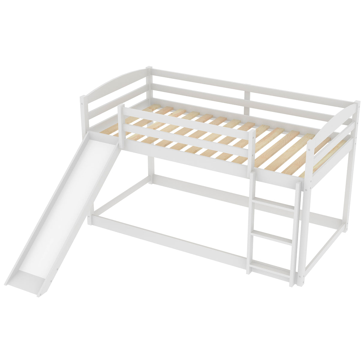 Twin over Twin Bunk Bed with Convertible Slide and Ladder White