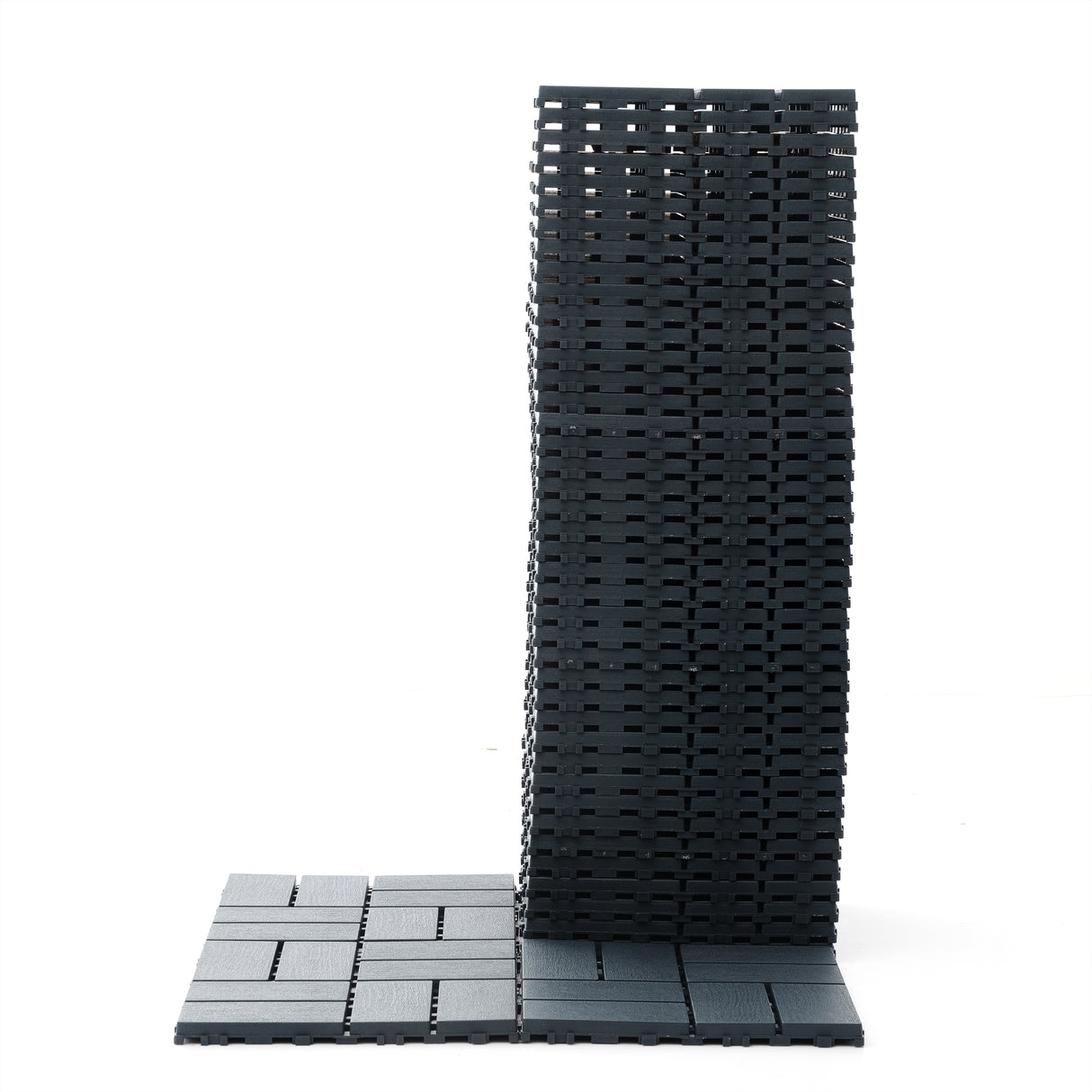 Plastic interlocking deck tiles, 44 terrace deck tiles, 12 "x12" square waterproof terrace floor tiles, gray - V.I.P Digital Presence