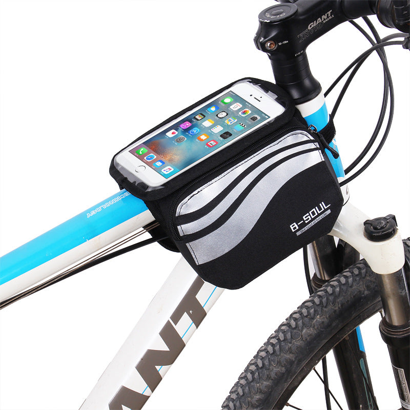 B-SOUL Bicycle Mountain Bike Upper Tube Bag Saddle Bag Road Car Front Bag Increase Touch Screen Mobile Phone Bag 5.7 Inches