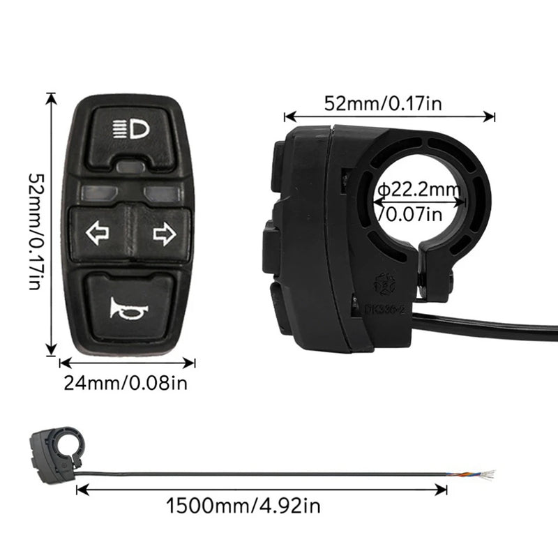 48V/36V 1.5 m Electric Bike Scooter Light Switch for Motorcycle Button Turn Signal Light For Motorcycle Electric Bike Scooter - V.I.P Digital Presence