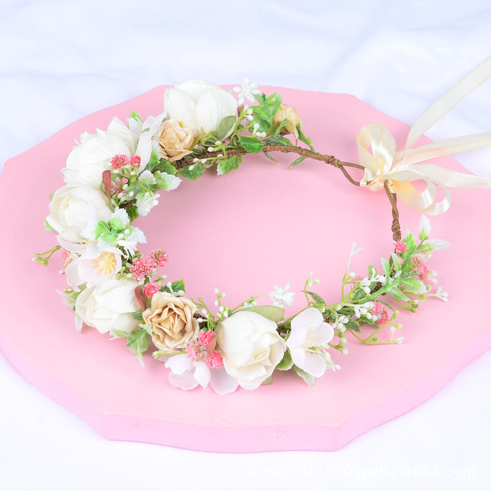 Korean style flower garland headwear, orchid flower crown, fashion show, dance party, headwear, vacation, countryside props, hea - V.I.P Digital Presence