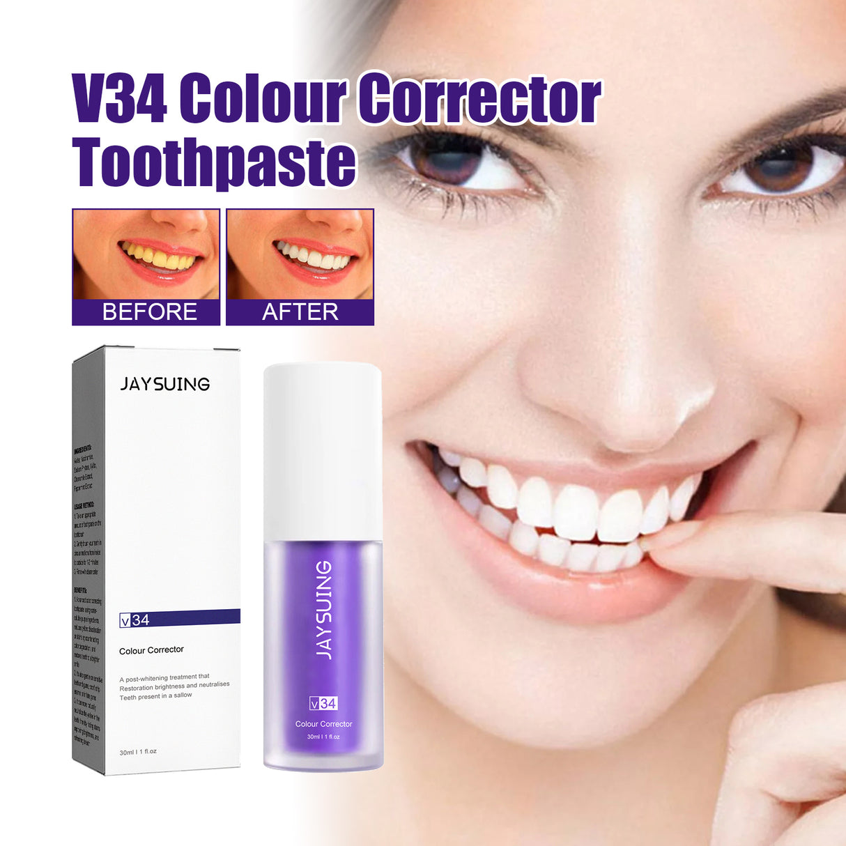 V34 Purple Toothpaste, Cleaning Bad Breath Teeth Stains Beauty Whitening Tooth Care Toothpaste - V.I.P Digital Presence