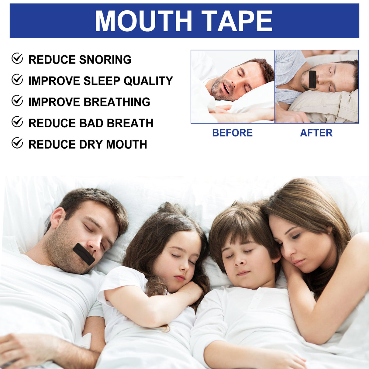 Mouth Tape, Ease Mouth Breathing Prevent Snoring Shut Mouth Care For Sleep Patch - V.I.P Digital Presence