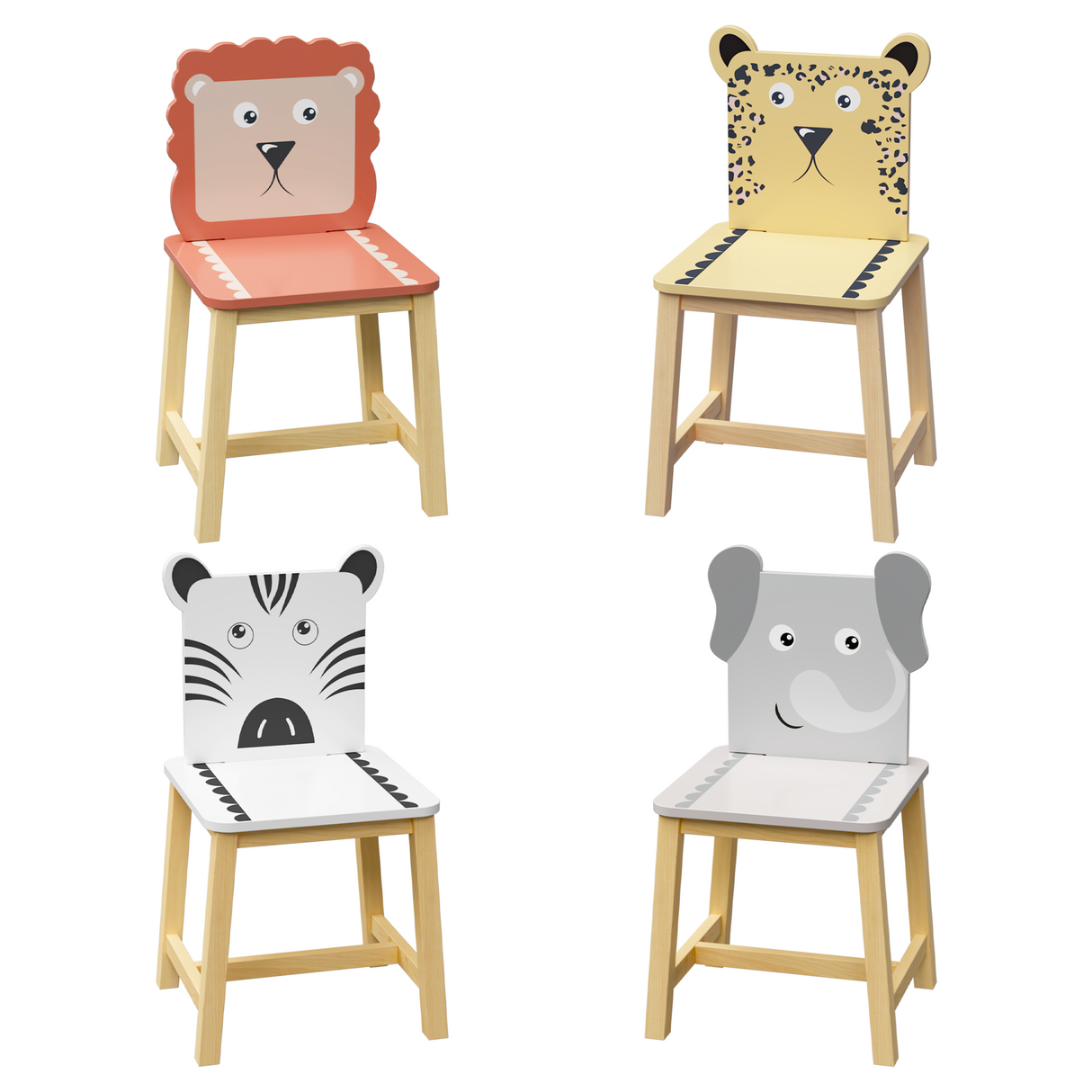 5 Piece Kiddy Table and Chair Set Kids Wood Table with 4 Chairs Set Cartoon Animals (bigger table) (3-8 years old) - V.I.P Digital Presence