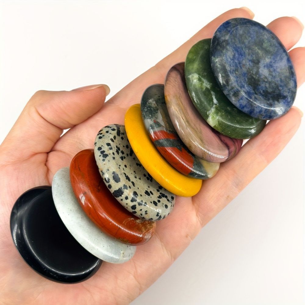 Thumb Worry Stones Oval Massage Quartz Healing Crystal Chakra Energy Therapy Meditation Spiritual Natural Gemstone Decor - V.I.P Digital Presence