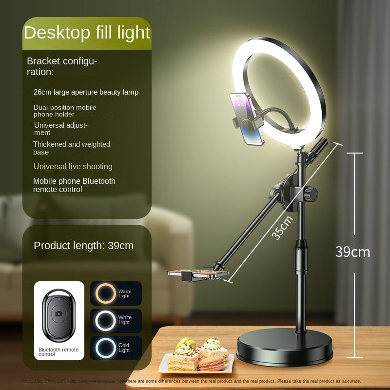 Mobile Phone Overhead Shooting Stand for Food Photography, Drawing, and Live Streaming - Adjustable Dual-Camera Position Desktop Phone Holder with Fill Light - V.I.P Digital Presence