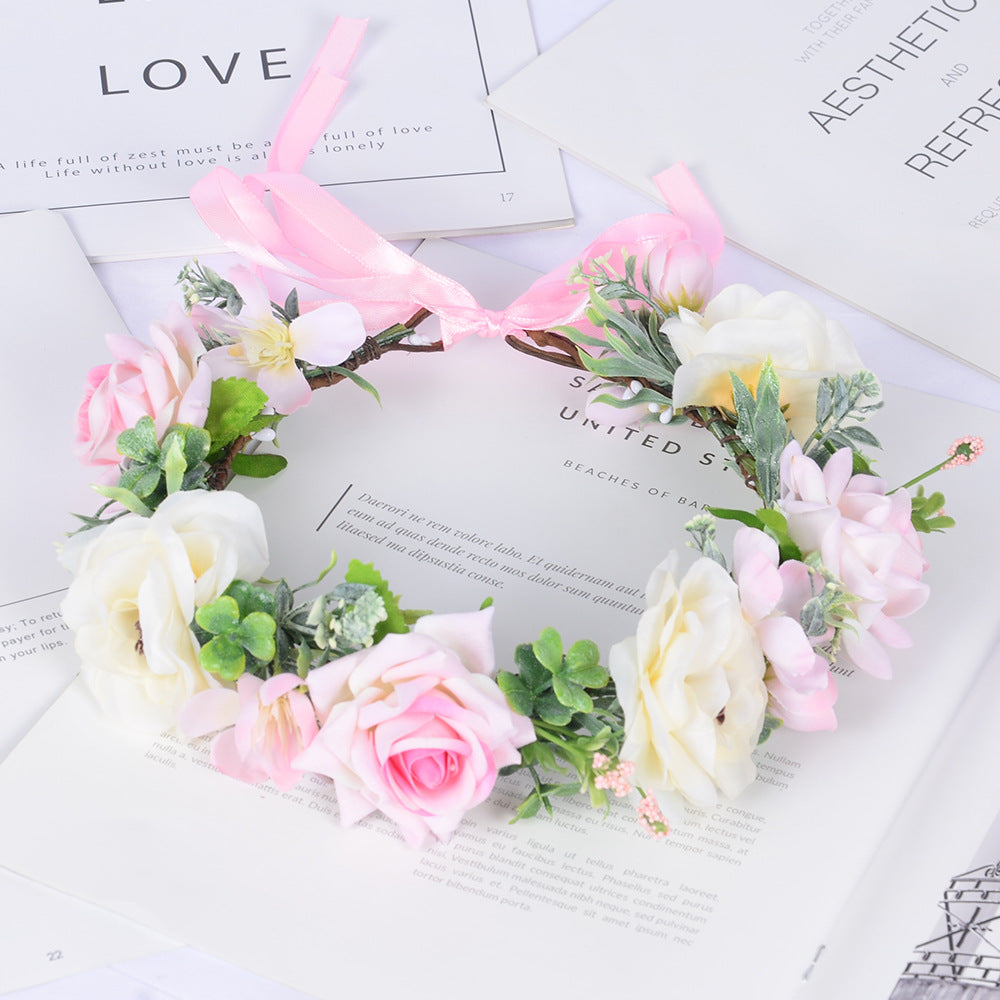 Simulated Rose Blossoms Adjustable Headwear Wreath Bridal Fairy Princess Birthday Performance Headwear - V.I.P Digital Presence