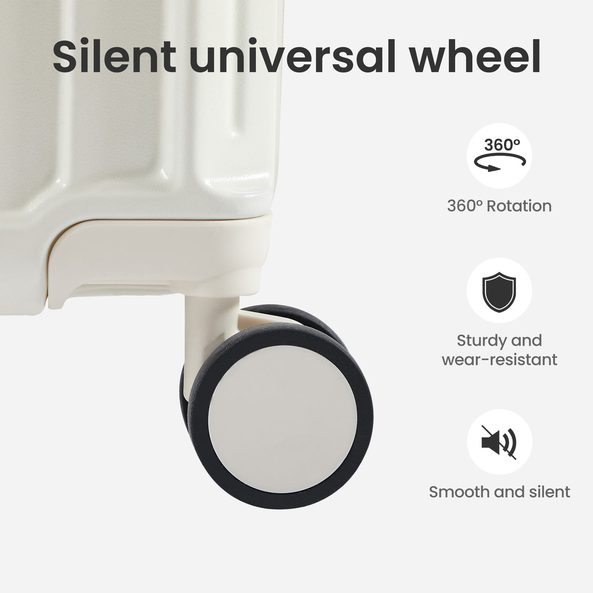 Luggage Set 4 pcs (20"/24"/29"/Travel Bag), PC+ABS Durable Lightweight Luggage with Collapsible Cup Holder、 TSA Lock, White