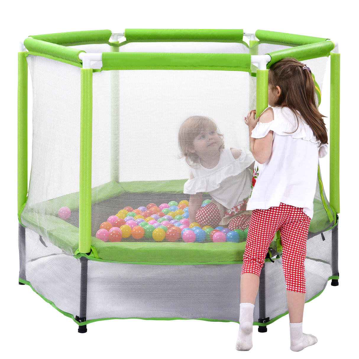 55'' Toddlers Trampoline with Safety Enclosure Net and Balls, Indoor Outdoor Mini Trampoline for Kids - V.I.P Digital Presence