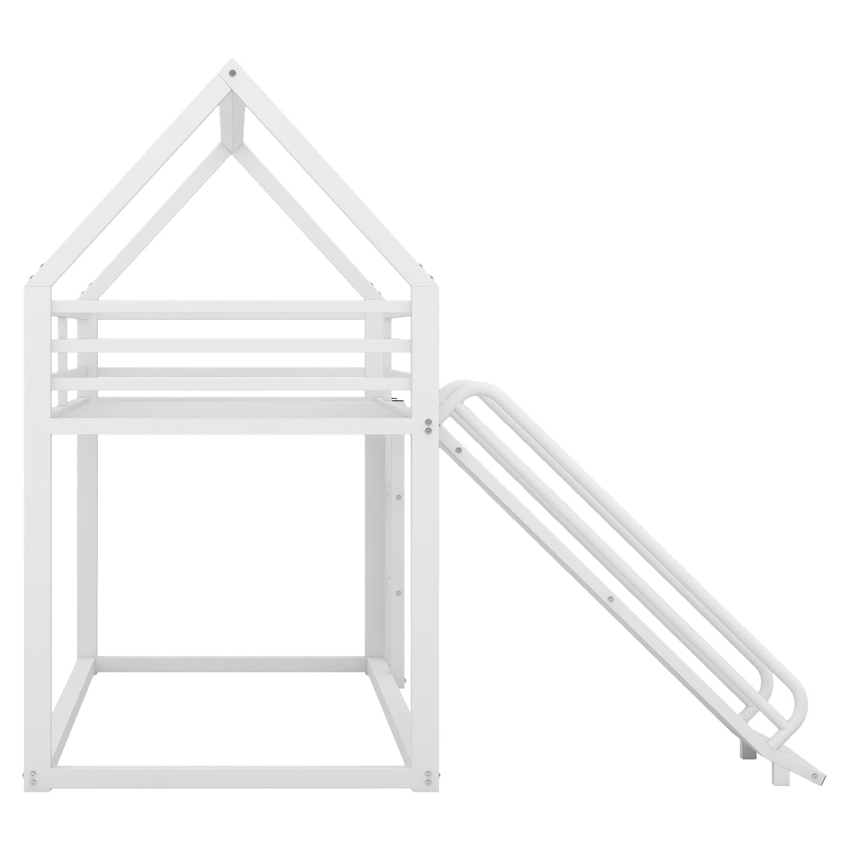Twin over Twin House Bunk Bed with Ladder and Slide,White - V.I.P Digital Presence