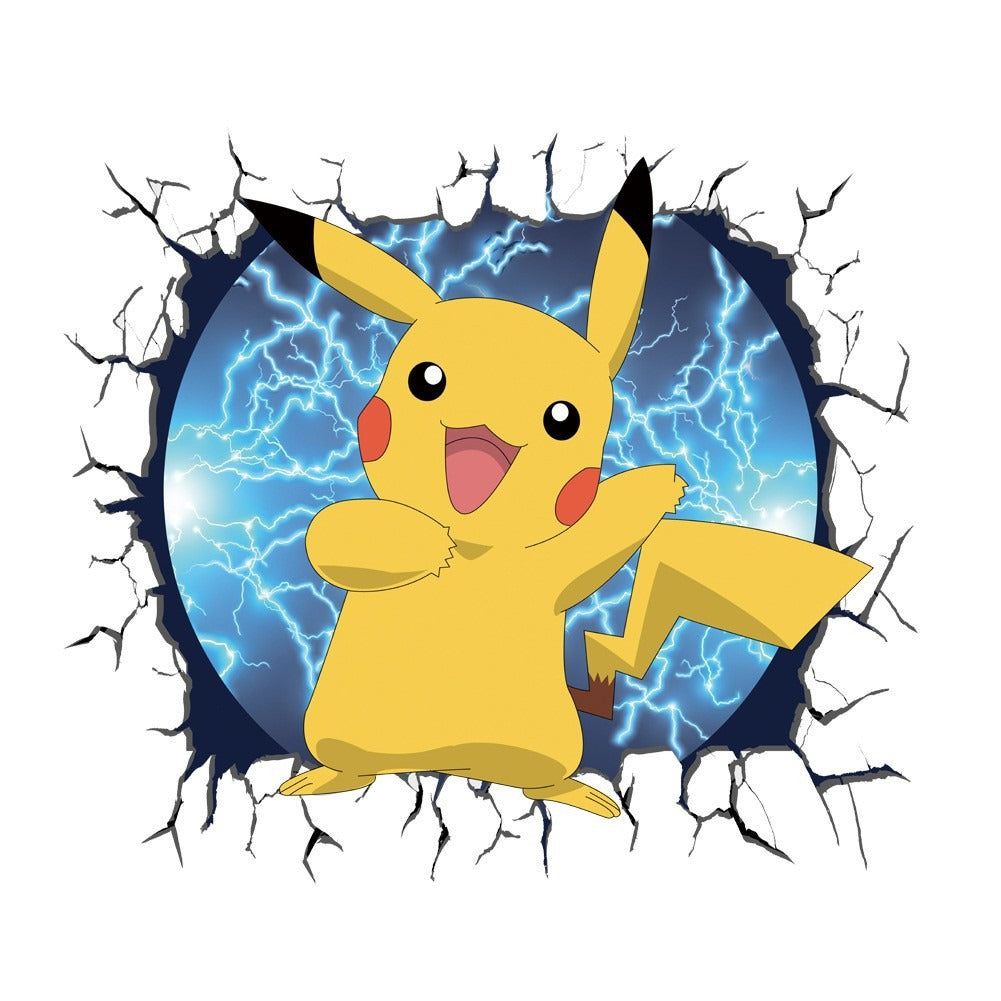 New 3D Pikachu Wall Sticker Pok é mon Wallpaper Self adhesive Cartoon Graffiti Anime Poster Children's Room PVC - V.I.P Digital Presence