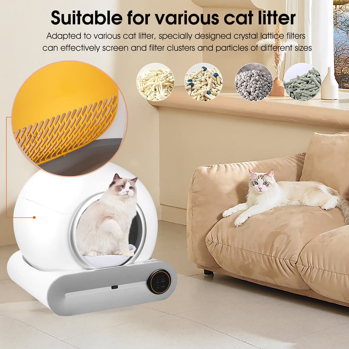 Automatic cleaning, eliminates odors, supports WiFi application control, intelligent automatic cat litter box with padding - V.I.P Digital Presence