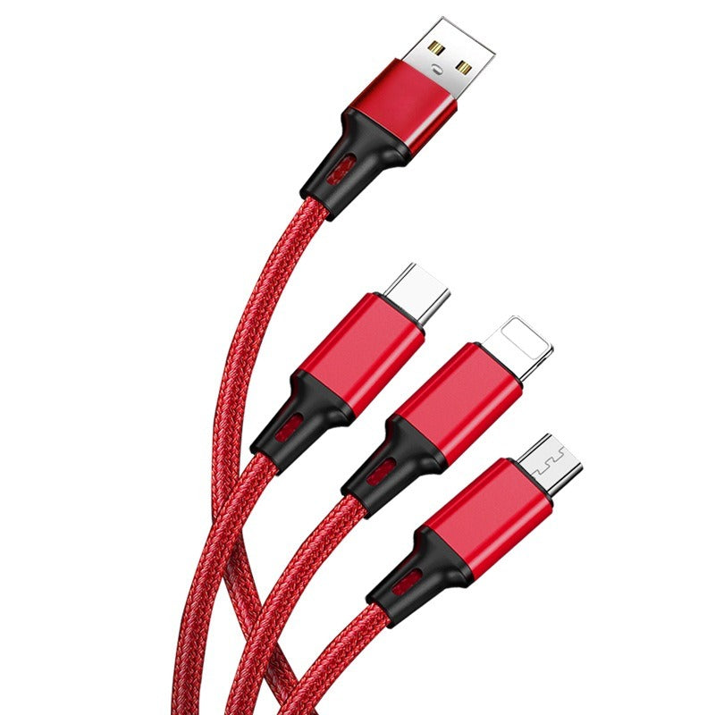 3-in-1 mobile phone fast charging 1-to-3 fast 3-head 3-wire charging data cable - V.I.P Digital Presence