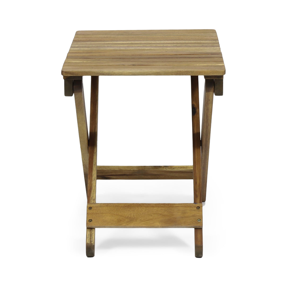 Outdoor Folding Wooden Side Table, Natural, 15"D x 22.75"W x 18.25"H - V.I.P Digital Presence