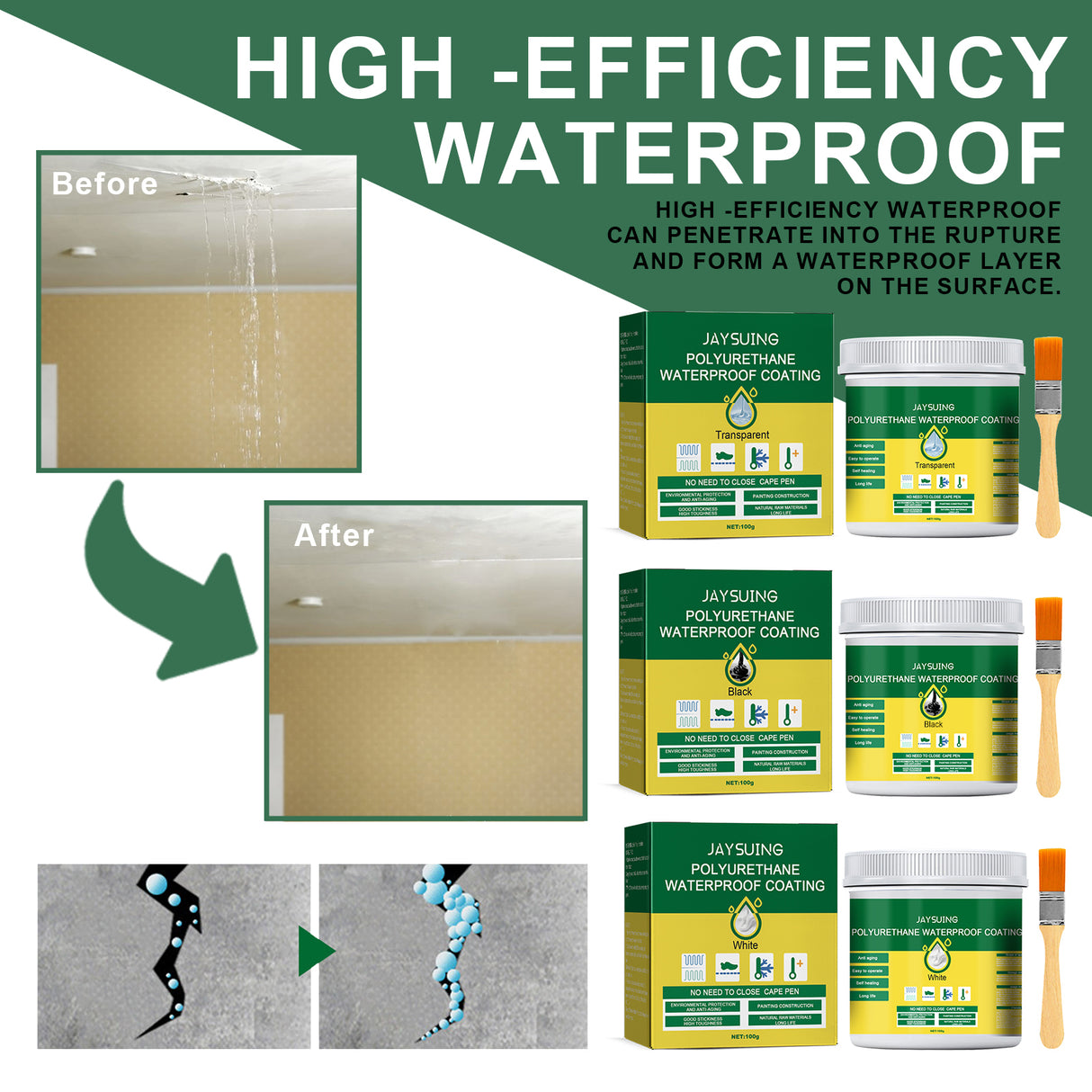 Polyurethane Waterproof Coating, Roof Bathroom Pipe Leakproof Smashing Brick Transparent Waterproofing Agent Wall Paint - V.I.P Digital Presence