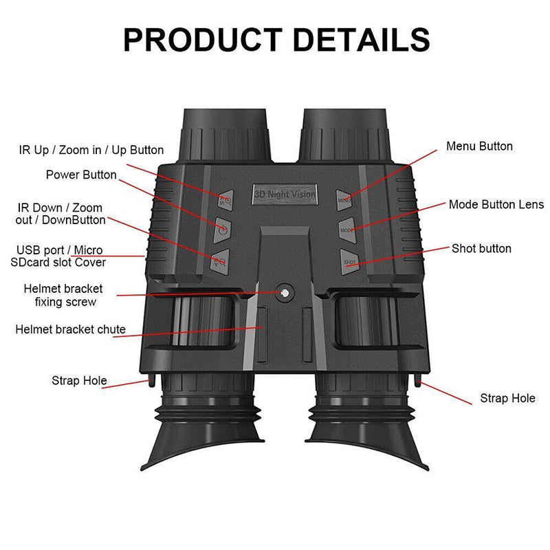 NV8000 Helmet-Mountable Night Vision Goggles. 3D, Infrared, 7-Level Brightness, Waterproof for Adults. - V.I.P Digital Presence