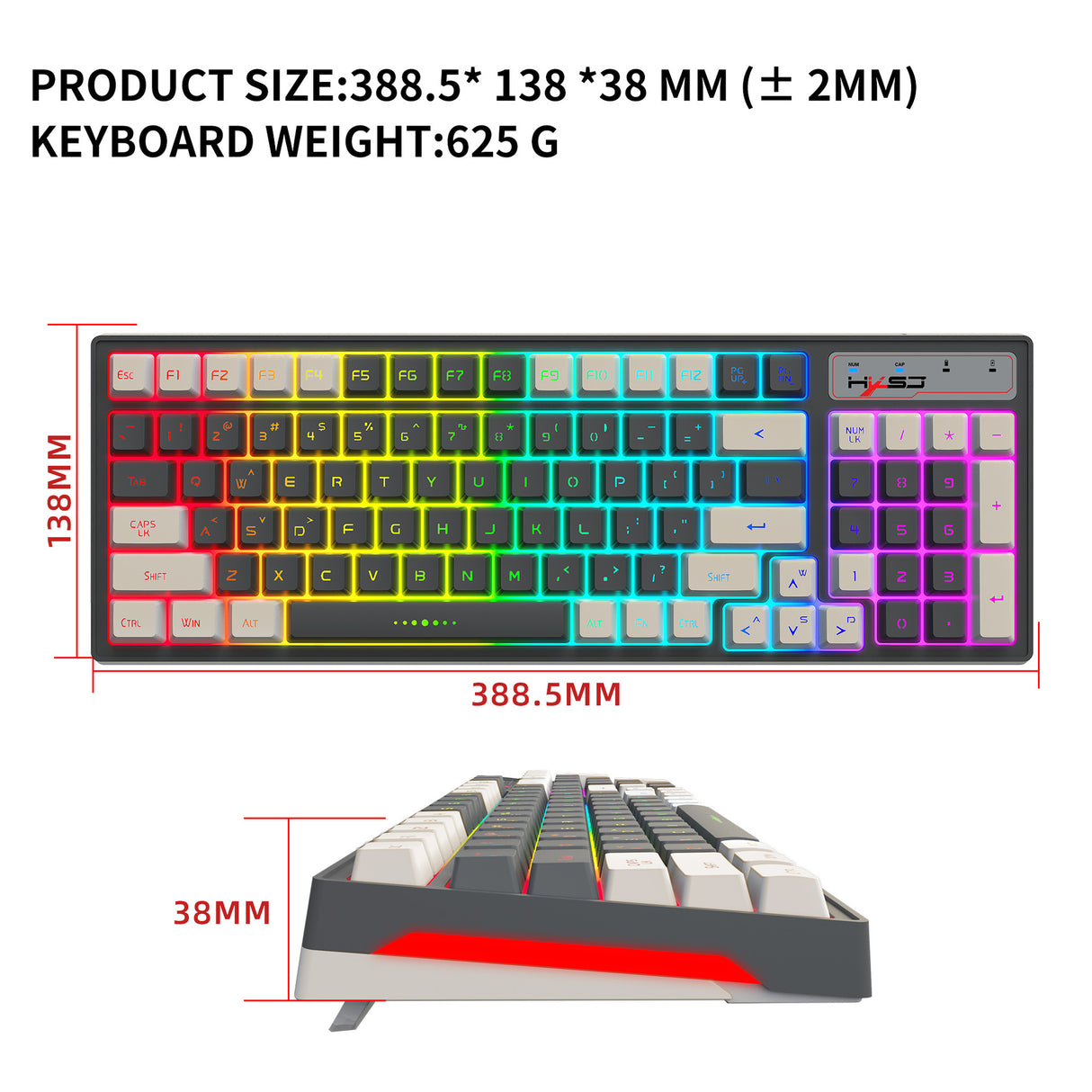 Gaming keyboard RGB backlight two-color keycaps gray and white double color 2.4G wireless membrane keyboard - V.I.P Digital Presence