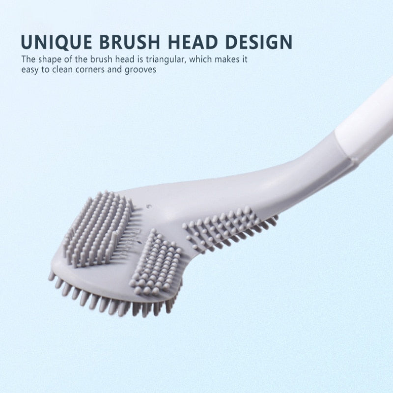 Silicone Toilet Brush Non-slip Long Handle Toilet Cleaning Brush Toilet Cleaning Brush Bendable Silicone TPR Brush Head Bathroom - V.I.P Digital Presence