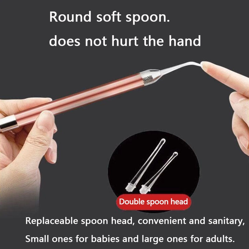 LED FlashLight Earpick Baby Ear Cleaner Endoscope Penlight Spoon Cleaning Ear Curette Light Spoon with Magnifier Ear Wax Removal - V.I.P Digital Presence