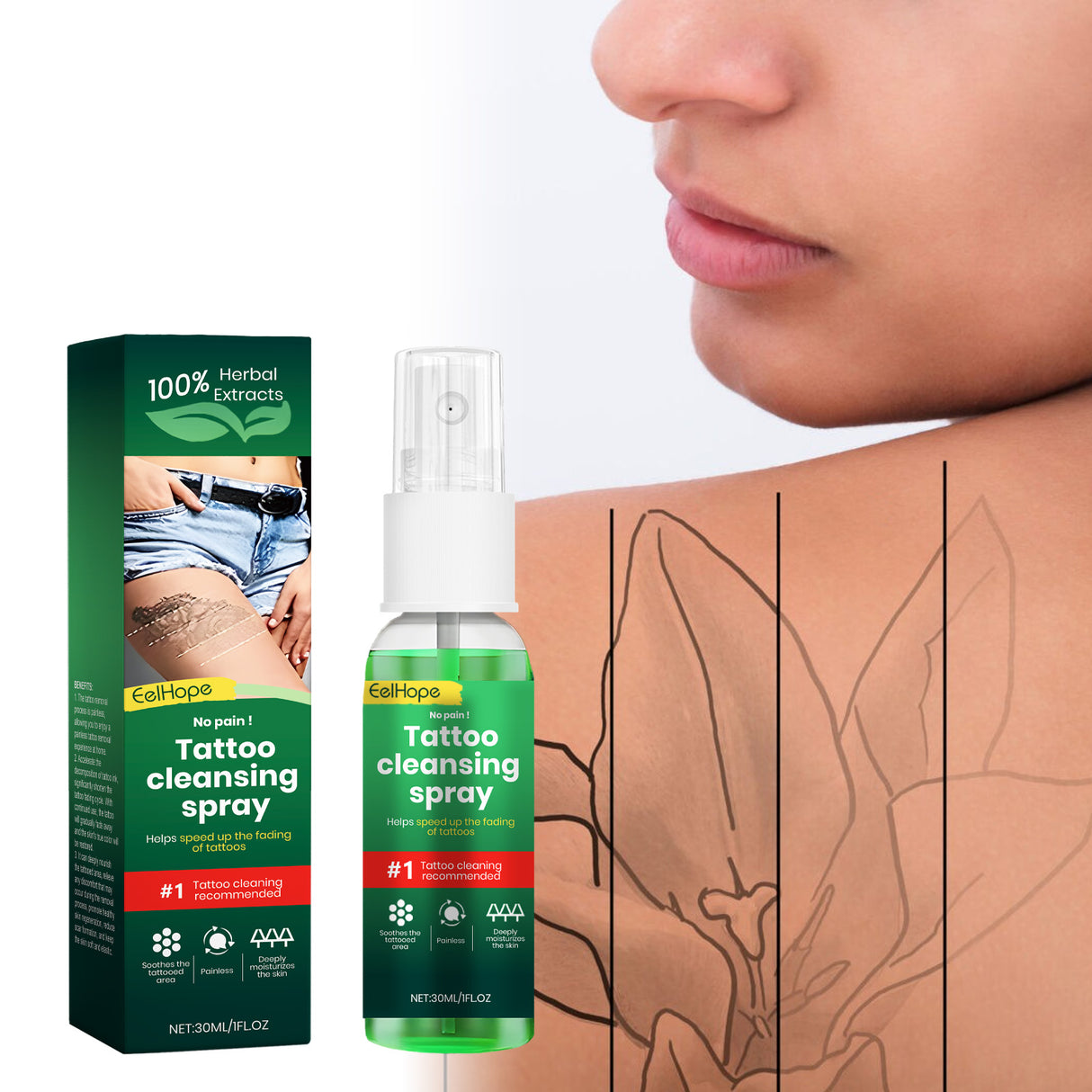 Tattoo Cleaning Spray Gently Cleans And Moisturizes Skin And Lightens Skin Tattoo Marks - V.I.P Digital Presence