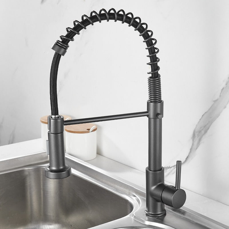 All copper spring faucet, kitchen sink with rotatable pull-out paint, black and gold dots - V.I.P Digital Presence