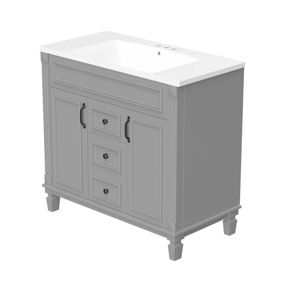 36'' Bathroom Vanity with Top Sink, Modern Bathroom Storage Cabinet with 2 Soft Closing Doors and 2 Drawers, Single Sink Bathroo - V.I.P Digital Presence