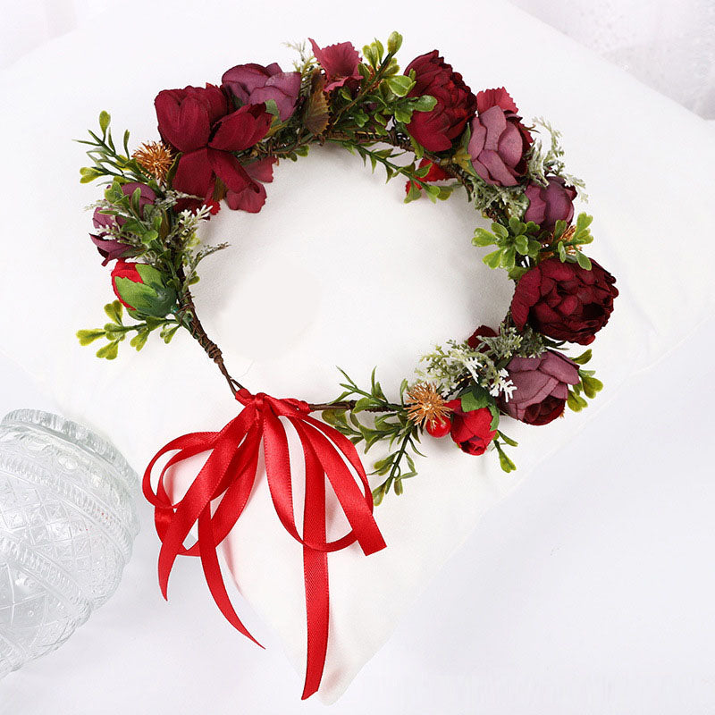 Korean style flower garland headwear, fresh flower crown, fashion show, dance party, flower crown, vacation, countryside props, - V.I.P Digital Presence