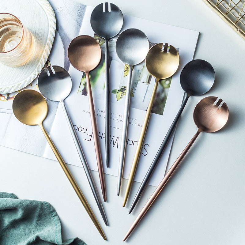 304 stainless steel salad spoon fork ins style Portuguese split spoon fork hotel shared spoon - V.I.P Digital Presence