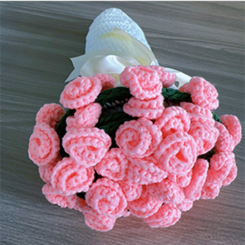 60cm New Creative Rose Bouquet Blanket (Finished), Crocheted Flower Bouquet Gift for Girlfriend - V.I.P Digital Presence
