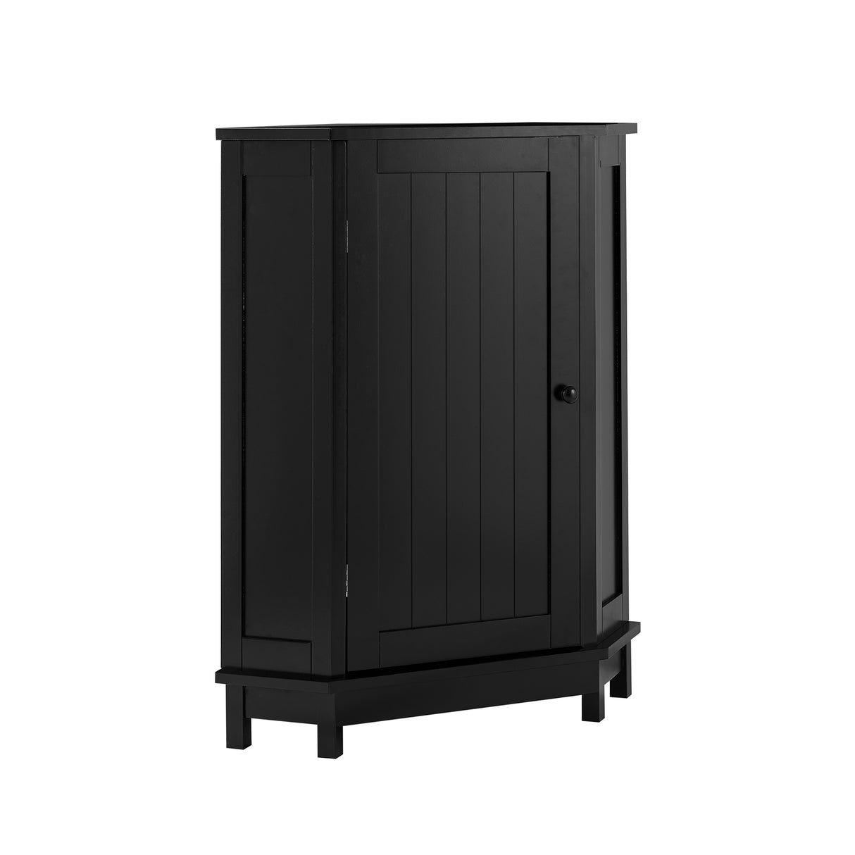 Black Bathroom Cabinet Triangle Corner Storage Cabinet with Adjustable Shelf Modern Style MDF Board - V.I.P Digital Presence