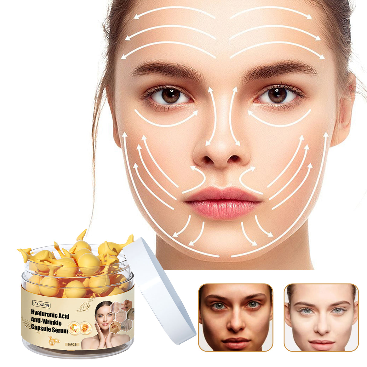 Hyaluronic Acid Anti-Wrinkle Capsule Essence, Anti-Wrinkle Repair Barrier Hydrates And Tightens Facial Skin Essence