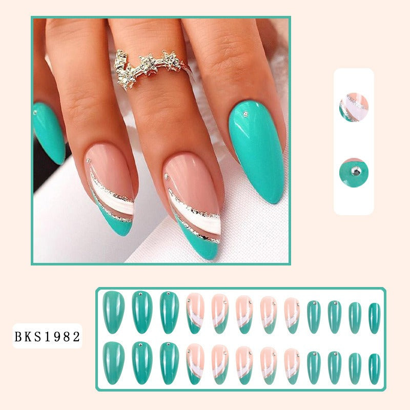 Nail Art Almond Nails Finished Wearable Nails Mid-Length Nail Art Patch Ins Style Hot Girl - V.I.P Digital Presence