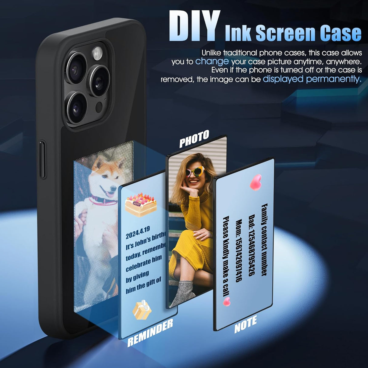 Screen casting phone case with ink screen DIY pattern suitable for iPhone protective case - V.I.P Digital Presence