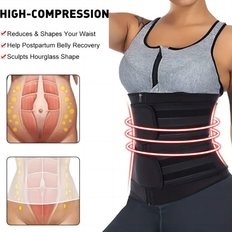 Cross-border sports women's waist trainer slimming belt sweaty adjustable zipper reinforced body shaping abdominal belt - V.I.P Digital Presence