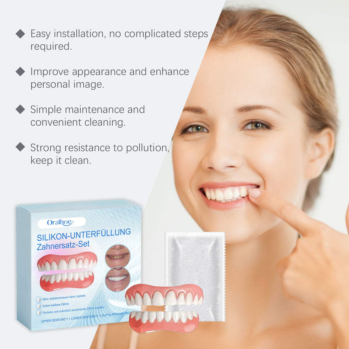 Cosmetic Denture Set Enhances Smile Comfort Material Cosmetic Teeth Filling Set - V.I.P Digital Presence