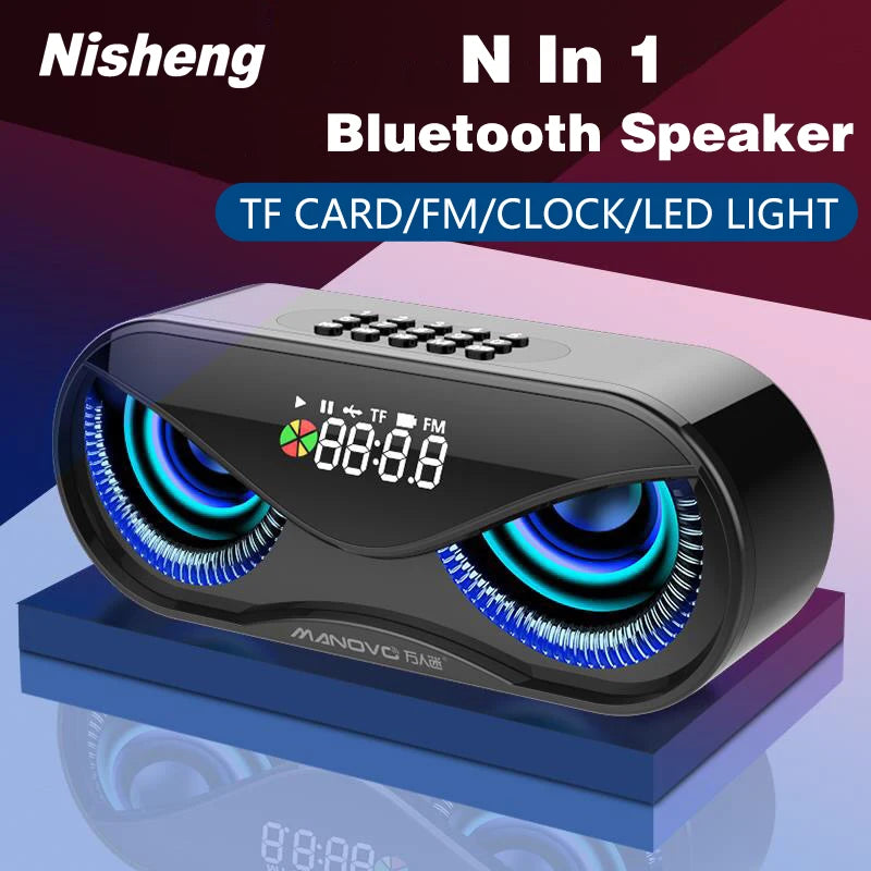 M6 Cool Owl Design Bluetooth Speaker LED Flash Wireless Loudspeaker FM Radio Alarm Clock TF Card Support Select Songs By Number - V.I.P Digital Presence