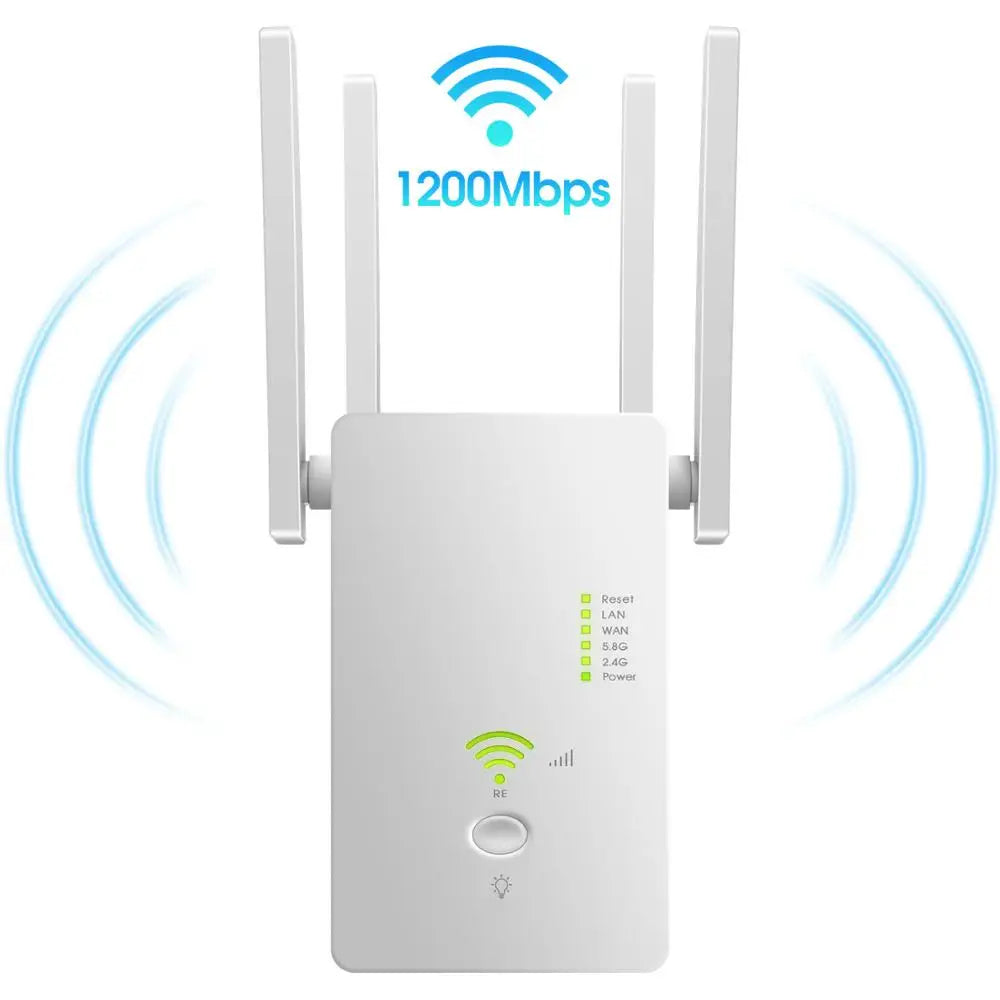 Repetidor WiFi de 5 GHz, banda dual, extensor WiFi inalámbrico de 2,4 G y 5 G, amplificador WiFi de 1200 Mbps, punto de acceso inalámbrico