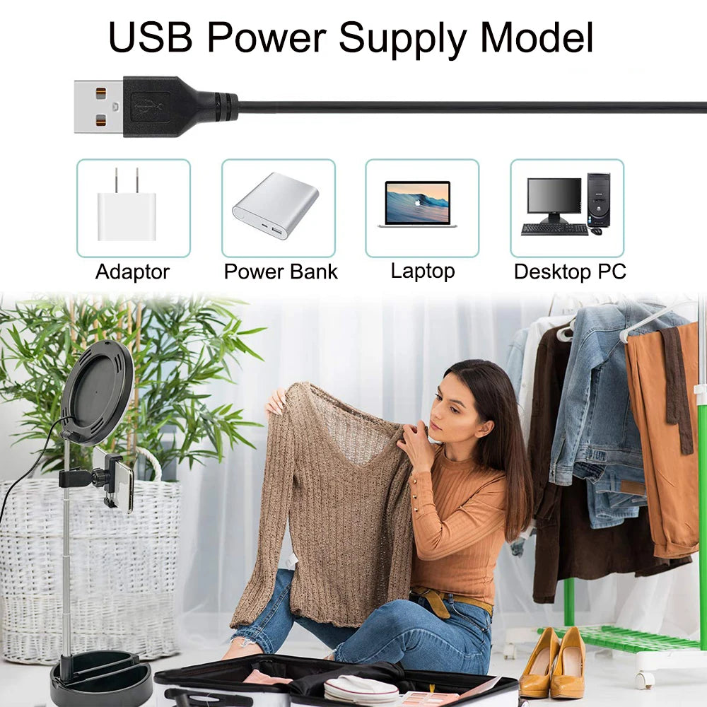 Universal USB Selfie Ring Light Photo Studio Camera Lights Dimmable Video Lighting With Stand For Youtube Makeup Live - V.I.P Digital Presence