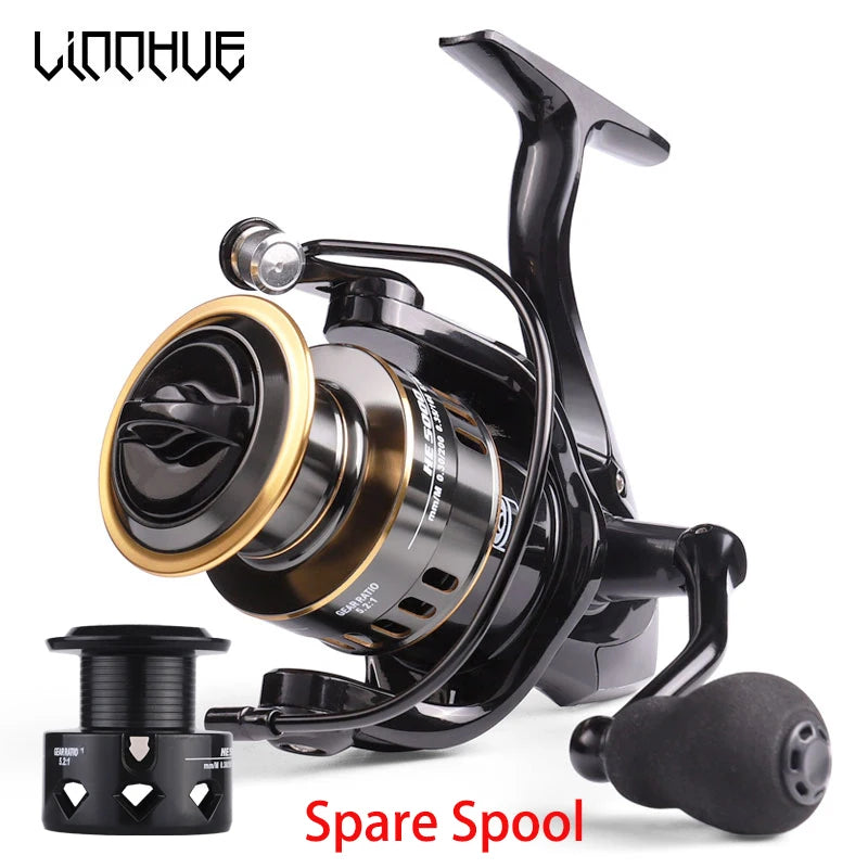 LINNHUE Fishing Reel HE7000 Max Drag 10kg 5.2:1 High Speed Metal Spool Spinning Reel Saltwater Reel carp Reel Fishing Send Line