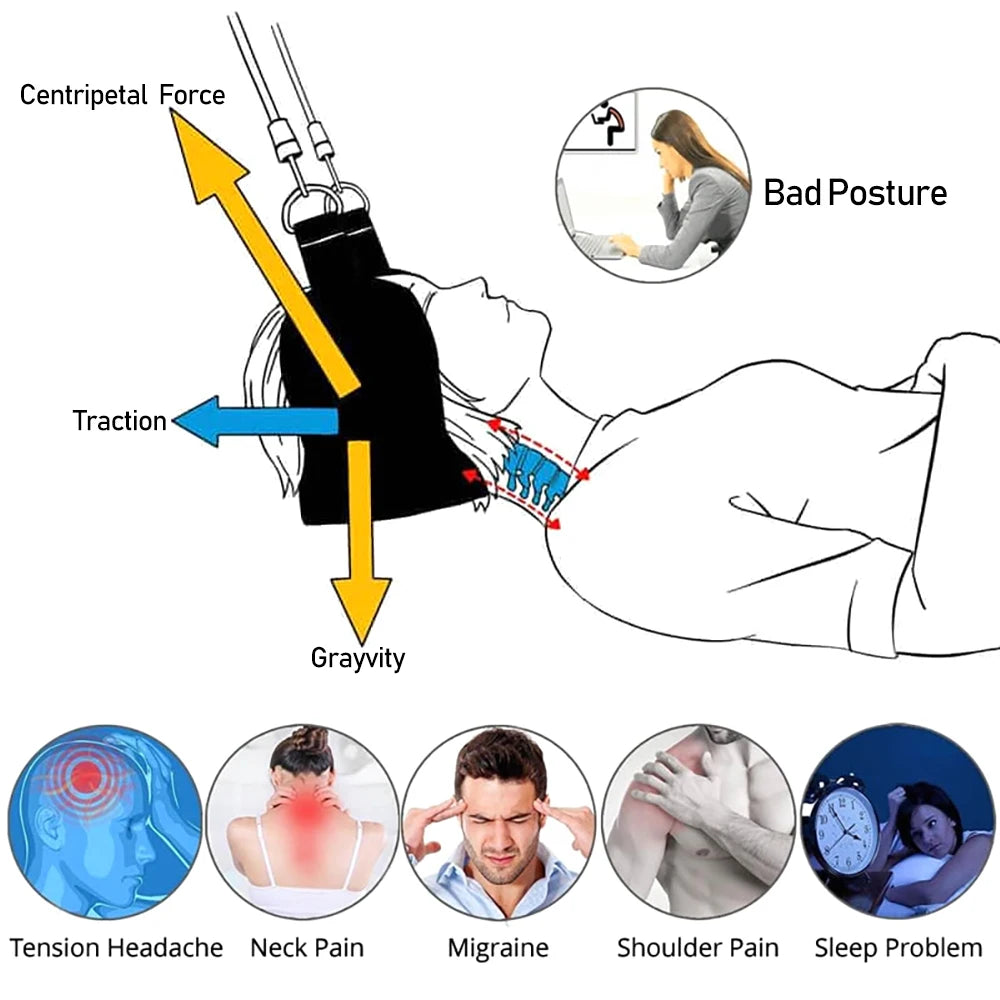 Portable Adults Neck Hammock Set Office Neck Rest Stretcher Relieves Travel Memory Foam Pillow + Mask Accessories Neck Hammock - V.I.P Digital Presence