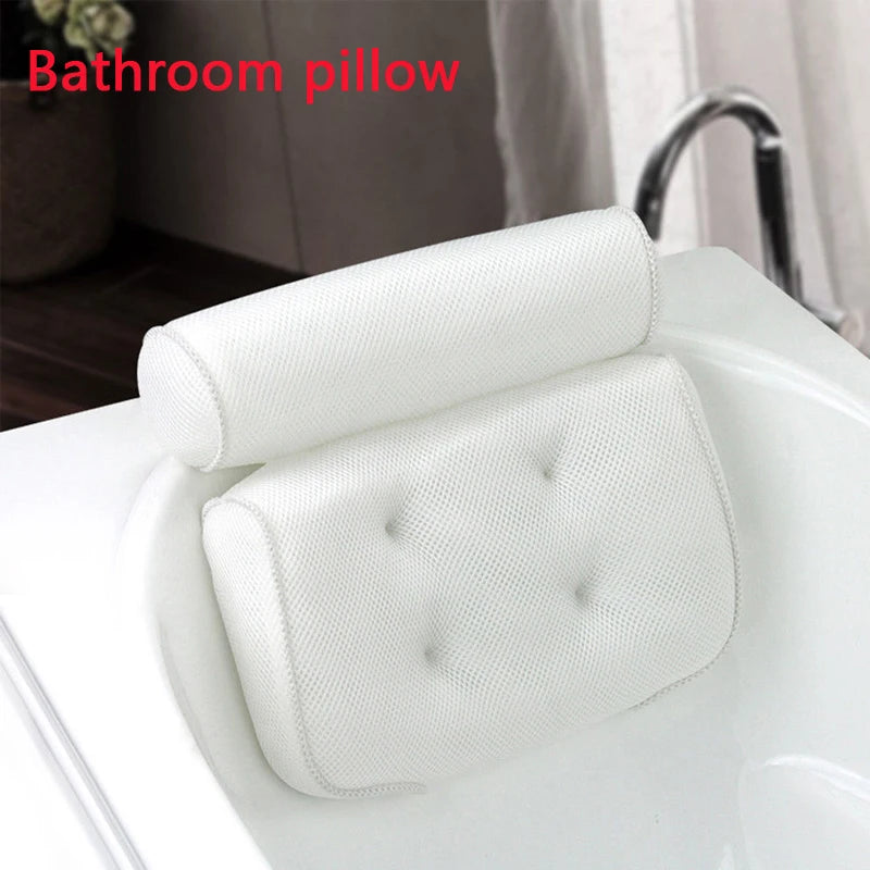 3D Mesh Bath Pillow Soft Waterproof SPA Headrest Bathtub Pillow With Backrest Suction Cup Neck Cushion Bathroom Accessories
