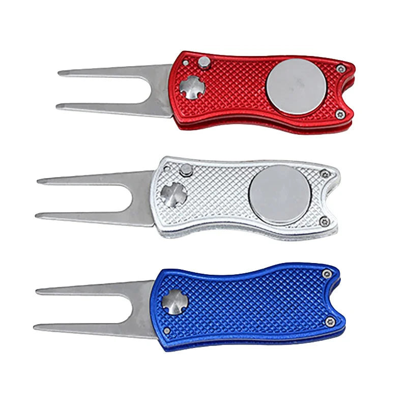 Foldable Golf Divot Tool with Golf Ball Tool Pitch Groove Cleaner Golf Training Aids Golf Accessories Putting Green Fork