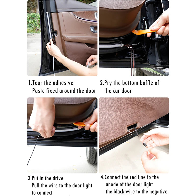 Led Car Door Warning Lights 120cm Anti-collision Strobe Flashing Safety Lamp Streamer Decorative Atmosphere Ambient Light 12V - V.I.P Digital Presence