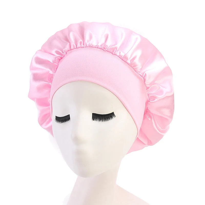 1pc Adjust Solid Satin Bonnet Hair Styling Cap Long Hair Care Women Night Sleep Hat Silk Head Wrap Shower Cap Hair Styling Tools - V.I.P Digital Presence