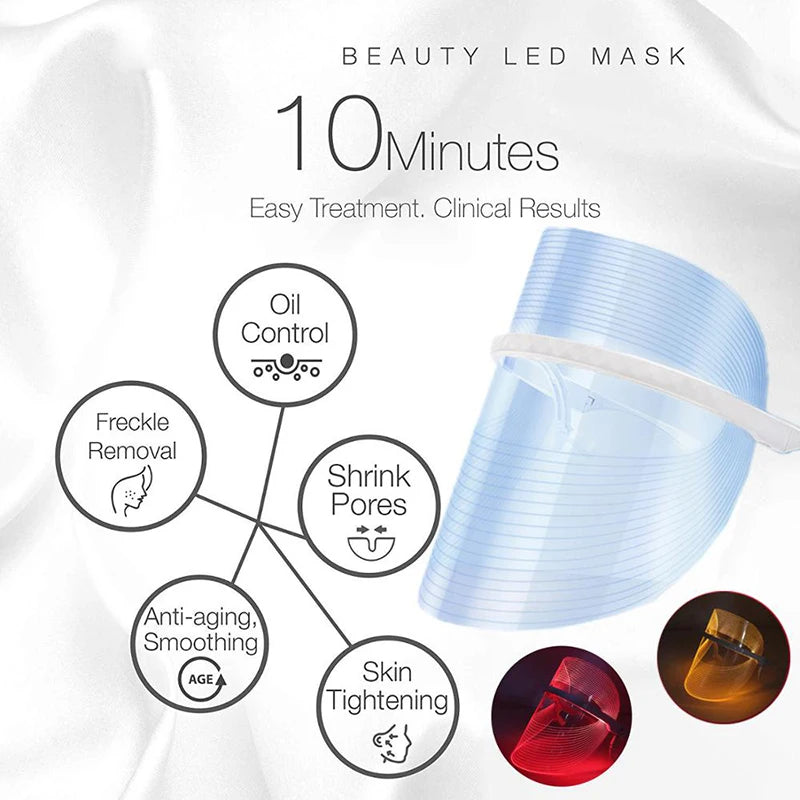 LED Face Light Therapy Photon Facial Mask 3 Color Anti Aging Wrinkle Skin Rejuvenation Skin Care Tool Home Beauty Instrument Spa - V.I.P Digital Presence