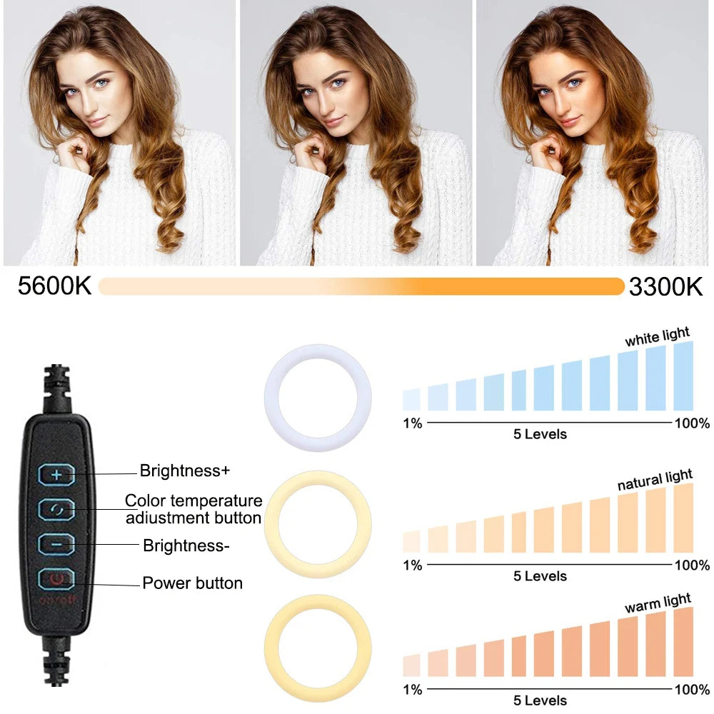 Universal USB Selfie Ring Light Photo Studio Camera Lights Dimmable Video Lighting With Stand For Youtube Makeup Live - V.I.P Digital Presence