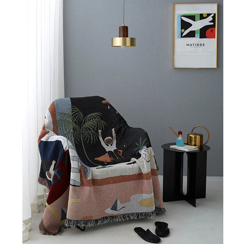 4018 Nordic Throw Blanket Multifunction Space Travel Decoration Slipcover Cobertor Hanging Tapestry for Sofa Bed Sheet Blankets