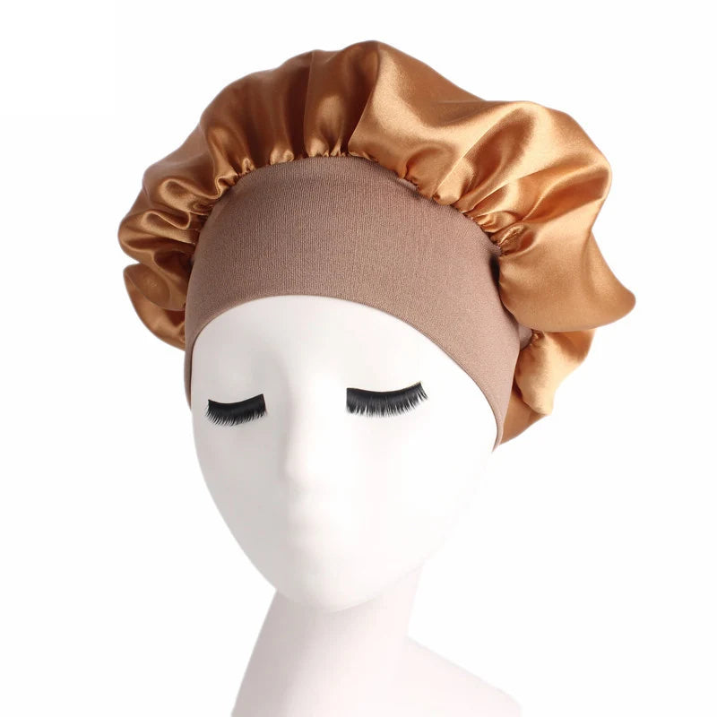 1pc Adjust Solid Satin Bonnet Hair Styling Cap Long Hair Care Women Night Sleep Hat Silk Head Wrap Shower Cap Hair Styling Tools - V.I.P Digital Presence