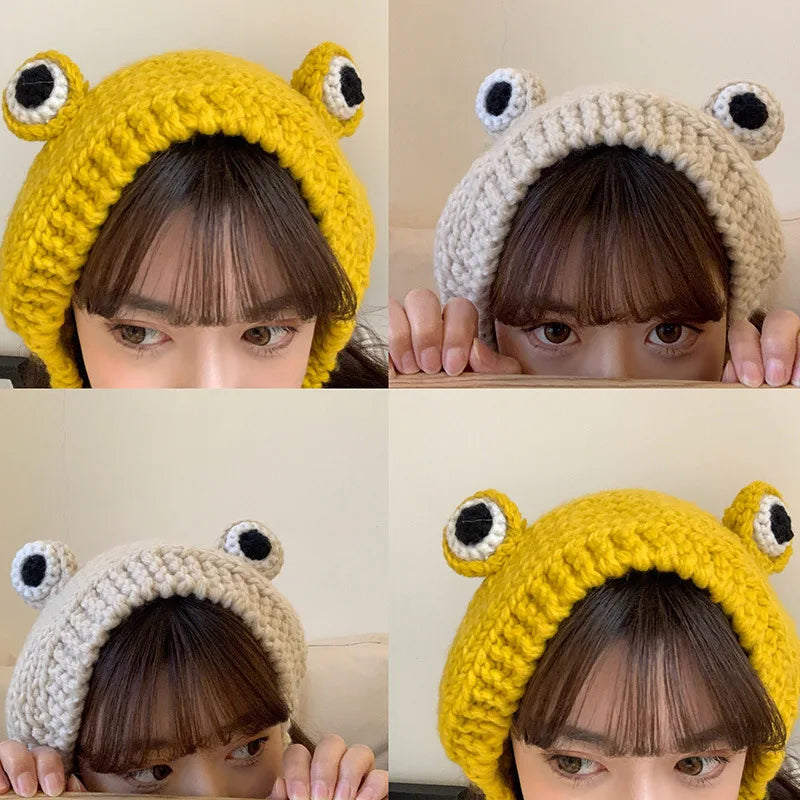Winter Skullies Cute Women Frog Hat Crochet Knitted Hat Costume Beanie Hats Cap Women Gift Hip-hop Cap Photography Prop Party - V.I.P Digital Presence